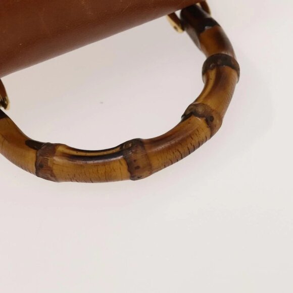 GUCCI Bamboo Backpack Leather Brown Gold - Picture 7 of 16